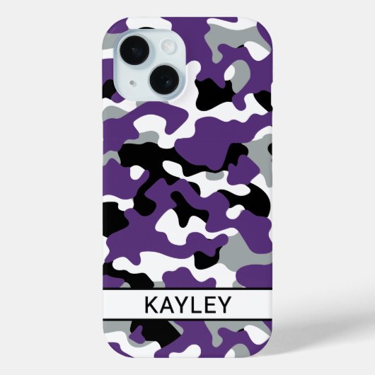 Purple Black Camouflage Personalized Case-Mate iPhoneケース (裏面)