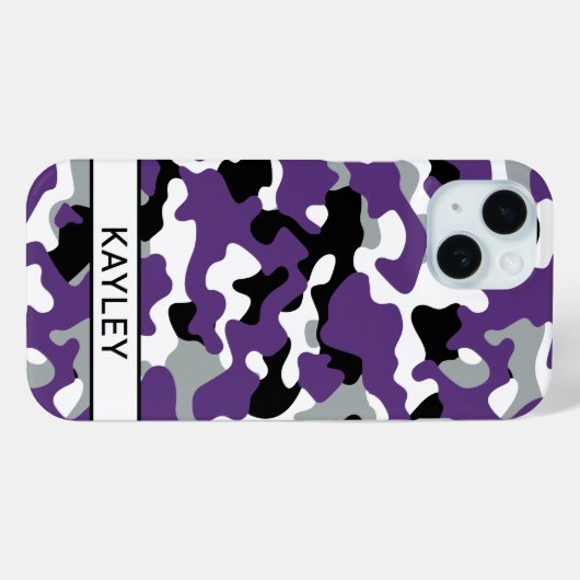 Purple Black Camouflage Personalized Case-Mate iPhoneケース (裏面 (横))