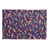 Purple Black Feather Print - Reversible Boho Art 枕カバー (裏面)