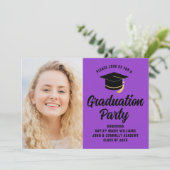 Purple Black Graduate Photo 2025卒業パーティー 招待状 (スタンド正面)