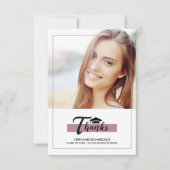 Purple Black Graduationありがとうフォトカード 招待状 (正面)