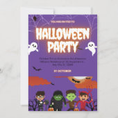 Purple & Black Halloween Party Invitation 招待状 (正面)