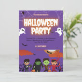 Purple & Black Halloween Party Invitation 招待状 (スタンド正面)