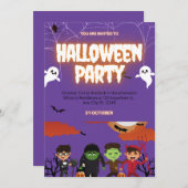 Purple & Black Halloween Party Invitation 招待状 (正面/裏面)