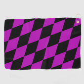 Purple Black Harlequin Diamonds Checkers Design  ゴルフタオル (横)