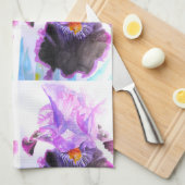 Purple Black Iris Irises Flowers Floral Flower キッチンタオル (四つ折り)
