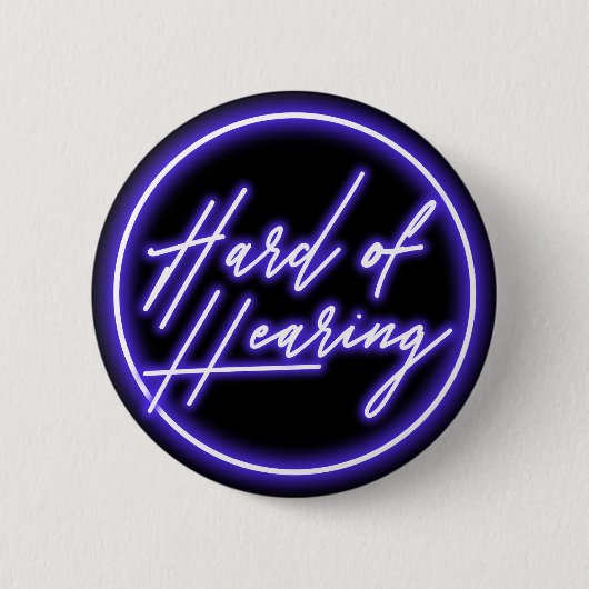 Purple Black Neon Typography Hearing Impaired 缶バッジ (正面)