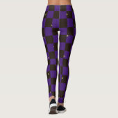Purple & Black Plaid Halloween Leggings With Stars レギンス (裏面)