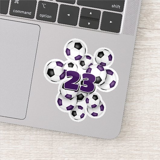 purple black soccer balls sticker w jersey number シール (詳細)