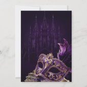 Purple Black Sweet 16 Masquerade Elegant Venetian 招待状 (裏面)