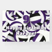 purple black volleyballs kids birthday party 横断幕 (横)