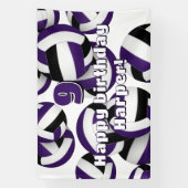 purple black volleyballs kids birthday party 横断幕 (縦)