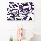 purple black volleyballs kids birthday party 横断幕 (インサイチュ)