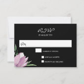 Purple Black WaterカラーフローラRSVPカード 出欠カード (正面)