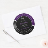 Purple Black Wavy Silver with Logo Product Labels ラウンドシール (封筒)