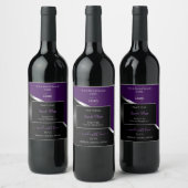 Purple Black Wavy Silver with Logo Product Labels ワインラベル (ボトル)