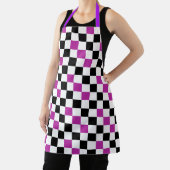 Purple Black White Checkered Pattern Design  エプロン (インサイチュ)