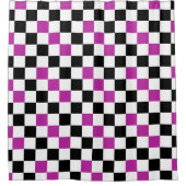 Purple Black White Checkered Pattern Design  シャワーカーテン (正面)