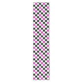 Purple Black White Checkered Pattern Design  ショートテーブルランナー (正面)