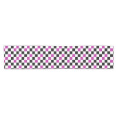 Purple Black White Checkered Pattern Design  ショートテーブルランナー (横)
