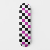 Purple Black White Checkered Pattern Design  スケートボード (正面)