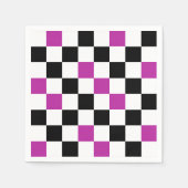 Purple Black White Checkered Pattern Design  スタンダードカクテルナプキン (正面)