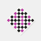 Purple Black White Checkered Pattern Design  スタンダードカクテルナプキン (角)