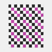 Purple Black White Checkered Pattern Design  フリースブランケット (正面)