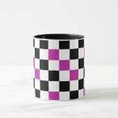 Purple Black White Checkered Pattern Design  マグカップ (中央)