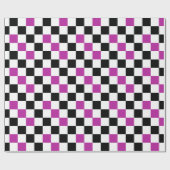 Purple Black White Checkered Pattern Design  ラッピングペーパー (フラット)