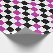 Purple Black White Checkered Pattern Design  ラッピングペーパー (角)