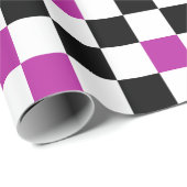 Purple Black White Checkered Pattern Design  ラッピングペーパー (ロールコーナー)