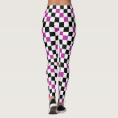 Purple Black White Checkered Pattern Design  レギンス (裏面)