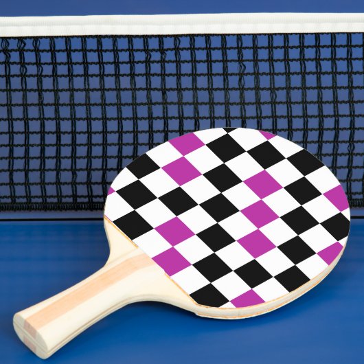 Purple Black White Checkered Pattern Design  卓球ラケット (インサイチュ)