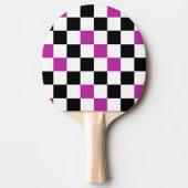 Purple Black White Checkered Pattern Design  卓球ラケット (正面)