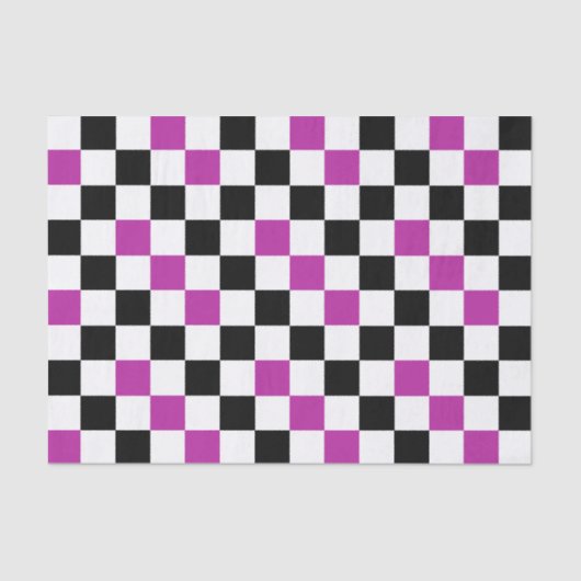Purple Black White Checkered Pattern Design  薄葉紙 (正面)