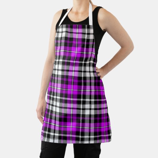 Purple Black White Plaid Tartan Pattern Design  エプロン (インサイチュ)