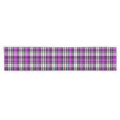 Purple Black White Plaid Tartan Pattern Design  ショートテーブルランナー (横)