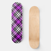 Purple Black White Plaid Tartan Pattern Design  スケートボード (正面)