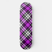 Purple Black White Plaid Tartan Pattern Design  スケートボード (正面)