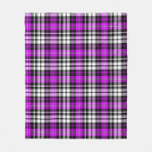 Purple Black White Plaid Tartan Pattern Design  フリースブランケット (正面)
