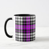Purple Black White Plaid Tartan Pattern Design  マグカップ (左)