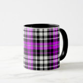 Purple Black White Plaid Tartan Pattern Design  マグカップ (正面右)
