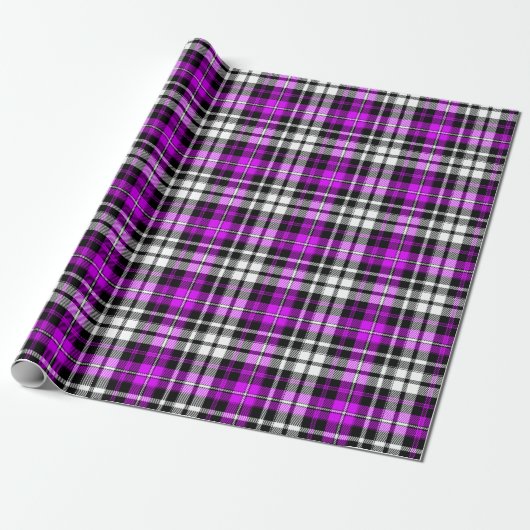 Purple Black White Plaid Tartan Pattern Design  ラッピングペーパー (アンロールド)