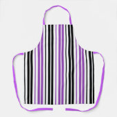 Purple Black White Stripes Pattern Design  エプロン (正面)