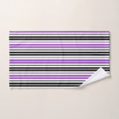 Purple Black White Stripes Pattern Design  バスタオルセット (ハンドタオル)