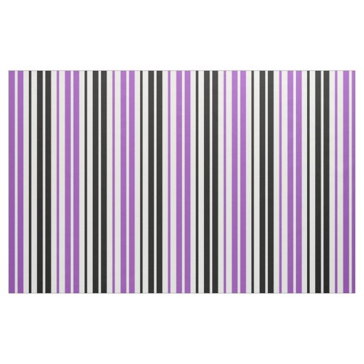 Purple Black White Stripes Pattern Design  ファブリック (ファットクウォーター)