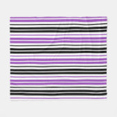 Purple Black White Stripes Pattern Design  フリースブランケット (正面(横))