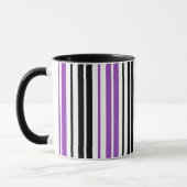 Purple Black White Stripes Pattern Design  マグカップ (左)