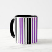 Purple Black White Stripes Pattern Design  マグカップ (正面左)